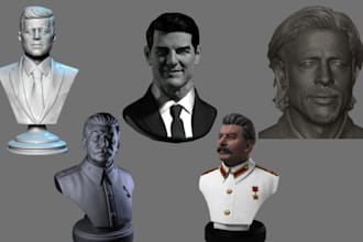 sculpt 3d head, character, figure, bust, rig statue for 3d printing using zbrush
