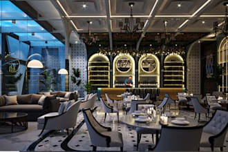 remodel 3d restaurant,bar, cafe,fast food,restaurant logo design with cgi render