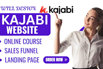 design kajabi website or sales funnel landing page, kajabi online course