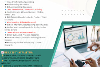 do linkedin data enrichment n appending,  missing data collection, list building