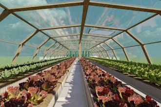 design greenhouses, barndominium, urban farms, gardens, poultry both in 3d
