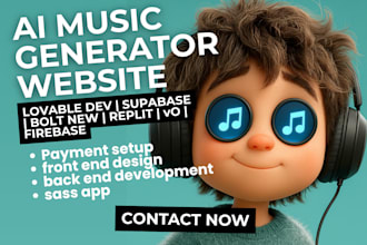 make ai music generator website, ai text to music, software website ai saas
