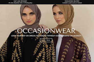 design abaya shopify store abaya website clothing store islamic shopify store