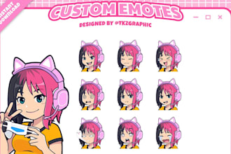 draw custom emotes, twitch emotes, discord emotes animated emotes chibi emotes