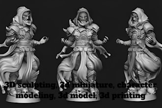 3d sculpt 3d character model 3d miniatures action figures, toys for 3d printing