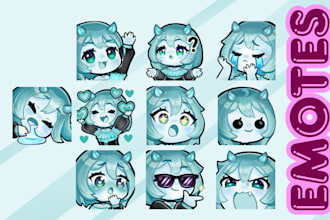 vtuber emotes cute chibi emotes twitch emotes animated emotes badges for stream