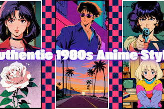 create retro 1980s anime illustrations with cinematic vibes using ai