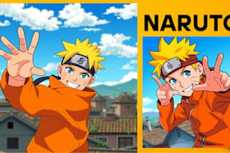prepare eye catchy naruto character illustration with anime