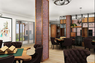 renovate 3d cafeteria, nightclub bar, coffee shop design, restaurant rendering