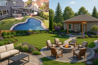 do 3d backyard landscape design frontyard  landscape architect pool patio garden