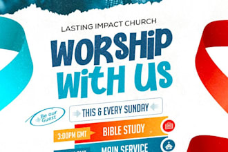 design stunning church, sunday school, bible study and worship flyer design