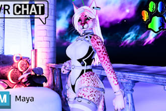 custom 3d furry vrchat avatar, vroid model, vrm, vtuber for pc, quest in blender