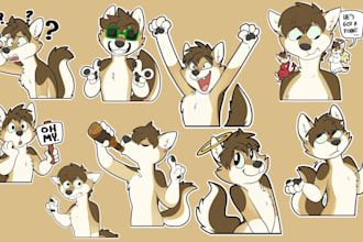 draw furry telegram sticker design discord nsfw sticker fursona art commission