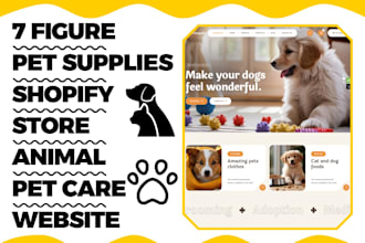 design pet shopify store petcare website dog cat pet supplies dropshipping store