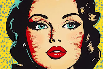draw a retro pop art lichtenstein portrait