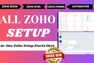 setup zoho CRM zoho bigin zoho books zoho site zoho forms zoho desk