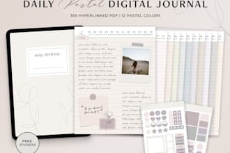 design hyperlinked  planner, etsy digital planner, digital journal, etsy shop
