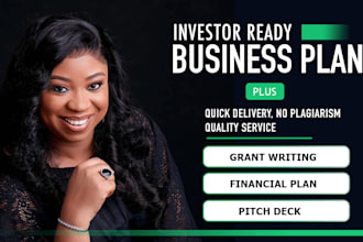 develop your startup business plan, financial analysis and pitchdeck for funding