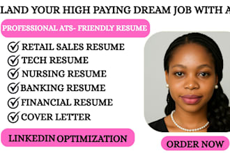 build ats friendly resume writing for all fields, sales, nursing, tech cv maker