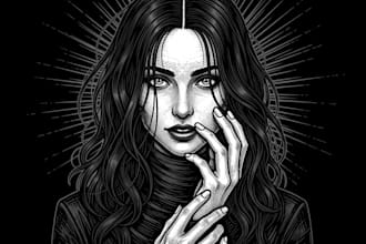 illustrate dark art illustration with engraving style