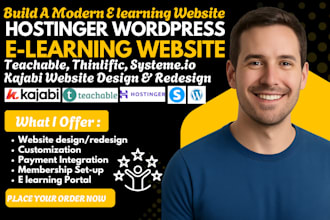build redesign hostinger wordpress website kajabi teachable system io web design