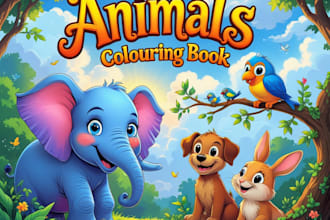 design fun animal coloring activity book for kids KDP ready