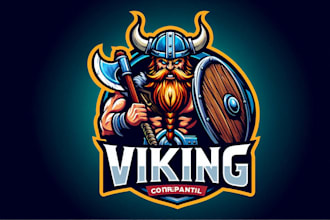 design a fierce custom vikings mascot logo for your team or brand