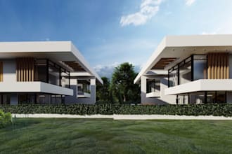 revamp 3d luxury house, exterior balcony, enscape rendering, mansion house,revit