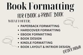book formatting and layout design for print and ebook