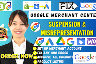fix google merchant center suspension, misrepresentation issue gmc shopping ads