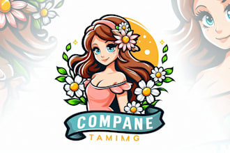 design a cute spring female mascot logo for your brand or business