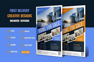 design a5 a4 a3 flyer sell sheet catalog, product leaflet or poster door hanger