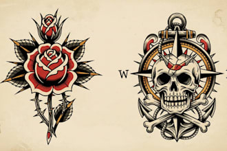 make you a traditional old school tattoo style design