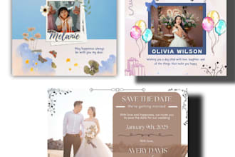 design wedding invitation card, birthday wishing card etc