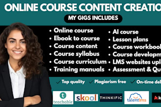 create online course content, course workbook, curriculum, course syllabus, ppt