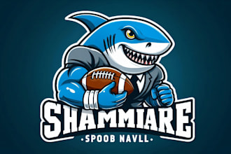 design a fierce shark football mascot logo for your team or brand