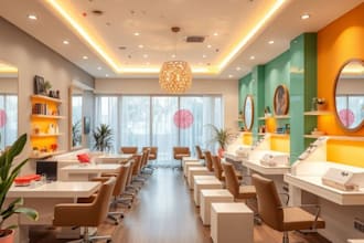 do nail salon interior design, barber salon, beauty salon, boutique, cafe