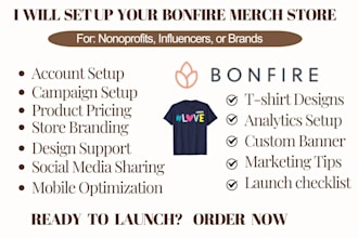 set up your bonfire merch store for nonprofits, influencers or brands
