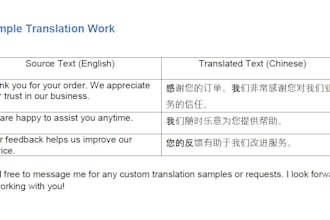 translate english to chinese and chinese to english