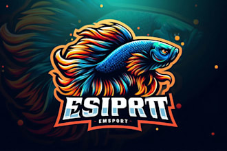 design a unique betta fish mascot esports logo for your team or brand