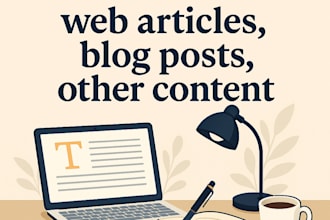 write web articles, blog posts, other content, special promotion in june