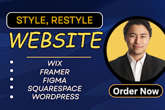 do website styling and restyling for wordpress wix squarespace framer figma