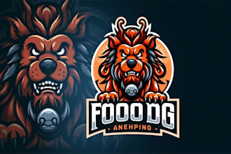 design a powerful foo dog mascot logo for your brand team business