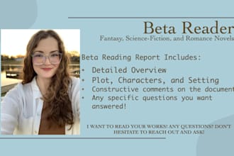 professionally beta read and critique your manuscript