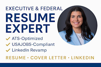 write an executive or federal usajobs resume with linkedin update