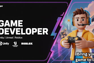 develop custom games with story and dialogue in unity, unreal or roblox