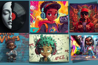 design your album cover artwork, ep artwork, cd cover, cartoon album cover art