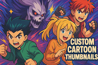 create top notch cartoon thumbnails for youtube cartoon character that get click
