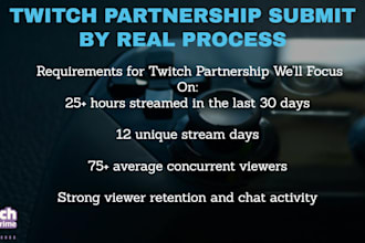 get you twitch partnership by completing the requirement with real process