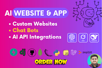 build ai app, ai saas website, ai mobile app, ai chatbot, ai software ai expert